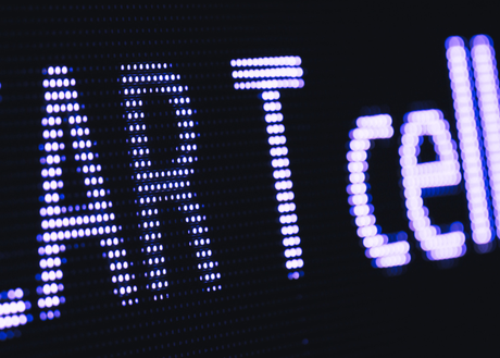 LED sign that reads CAR T Cells
