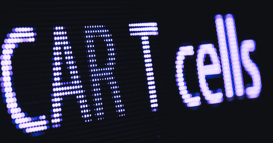 LED sign that reads CAR T Cells