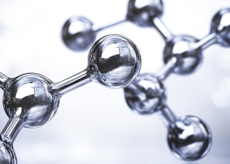 silver-tone rendering of a molecular structure