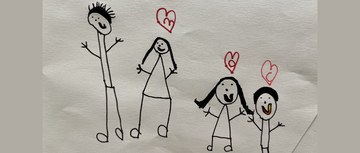 Childhood drawing of a family