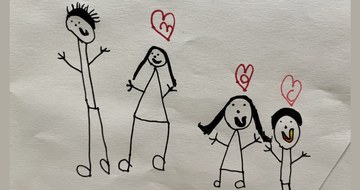 Childhood drawing of a family