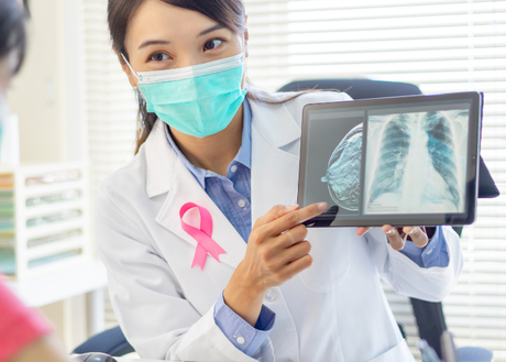 Woman diagnosing breast cancer