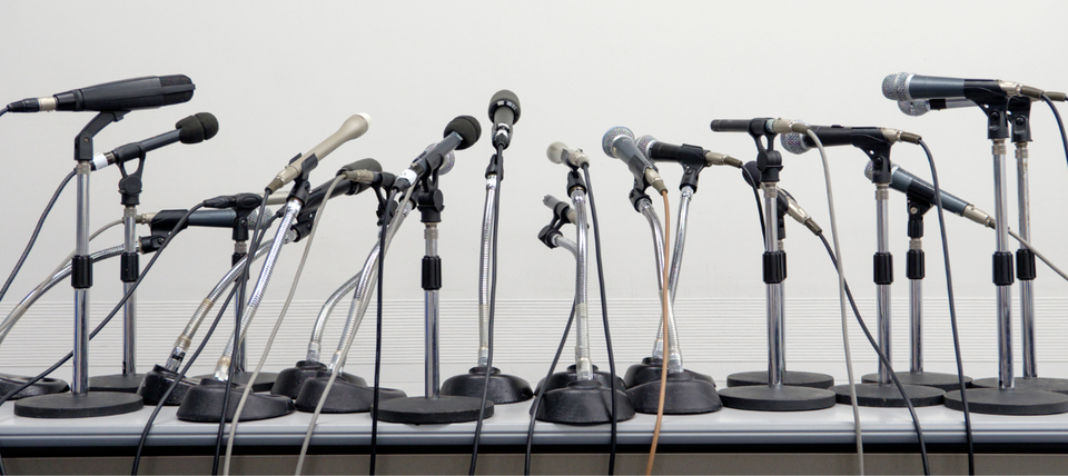 Microphones at a table