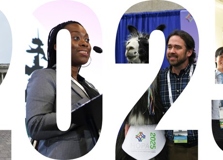 The numbers 2025 with images of HOPA Hill Day and HOPA Annual Conference filling in the space