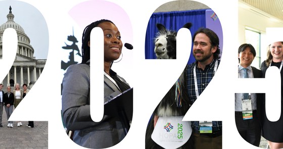 The numbers 2025 with images of HOPA Hill Day and HOPA Annual Conference filling in the space