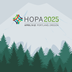 mountain and trees with HOPA2025 logo