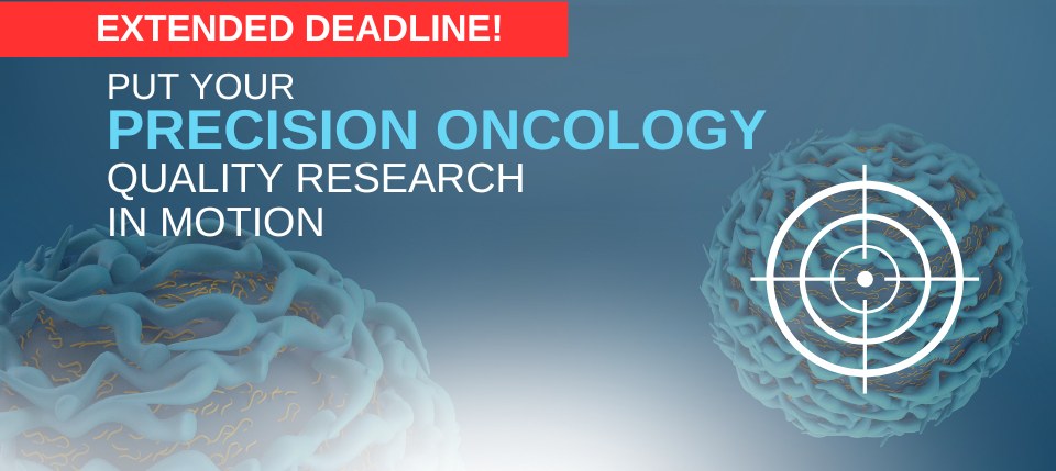 An image of a cancer cell that says precision oncology with the logos for HOPA and ASCO on either side