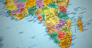 Map of the sub-Saharan African region